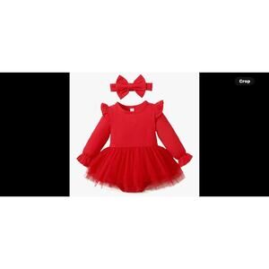 Baby Girl Romper Tutu Dress , Tulle & Infant Jumpsuit With Head Band Sz 12M